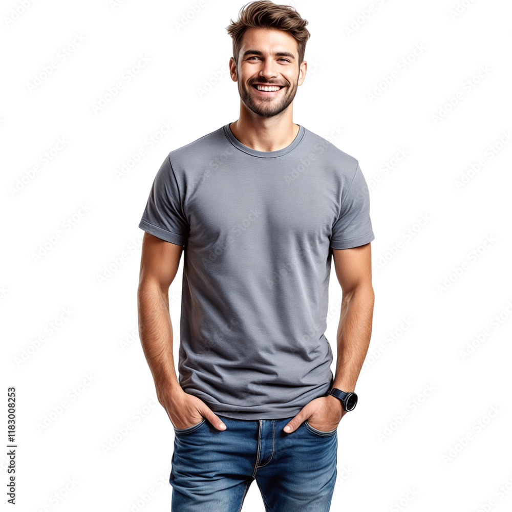 Man in Gray T-shirt and Jeans Man in Gray T-shirt and Jeans