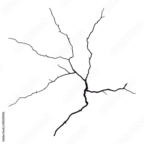 Split lines in the concrete or large fissures in the wall on a white background. Crack wall concrete
