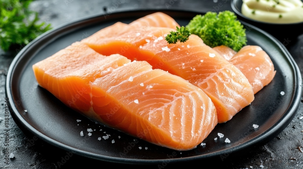 Fresh Salmon Filets Ready For Cooking Preparation Fresh Salmon Filets Ready For Cooking Preparation