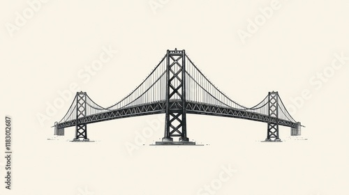 Penultimate Sketch of the Iconic San Francisco-Oakland Bay Bridge