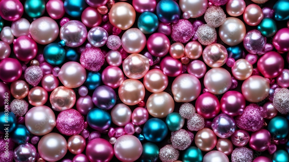 Elegant pink pearls viewed from above, generating an abstract texture that lends itself beautifully to festive backdrops Elegant pink pearls viewed from above, generating an abstract texture that lends itself beautifully to festive backdrops