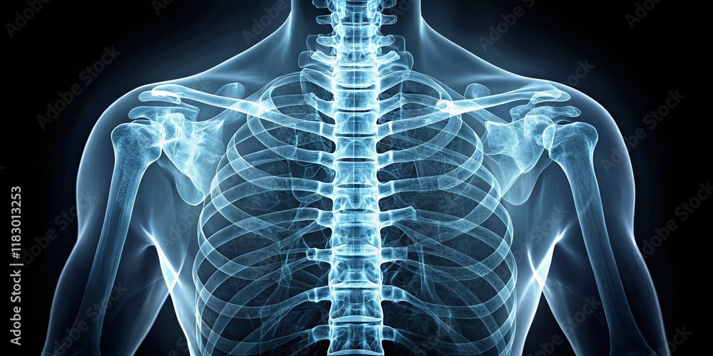 Human Spine X-Ray Image: Thoracic, Lumbar, and Cervical Vertebrae Detail Human Spine X-Ray Image: Thoracic, Lumbar, and Cervical Vertebrae Detail
