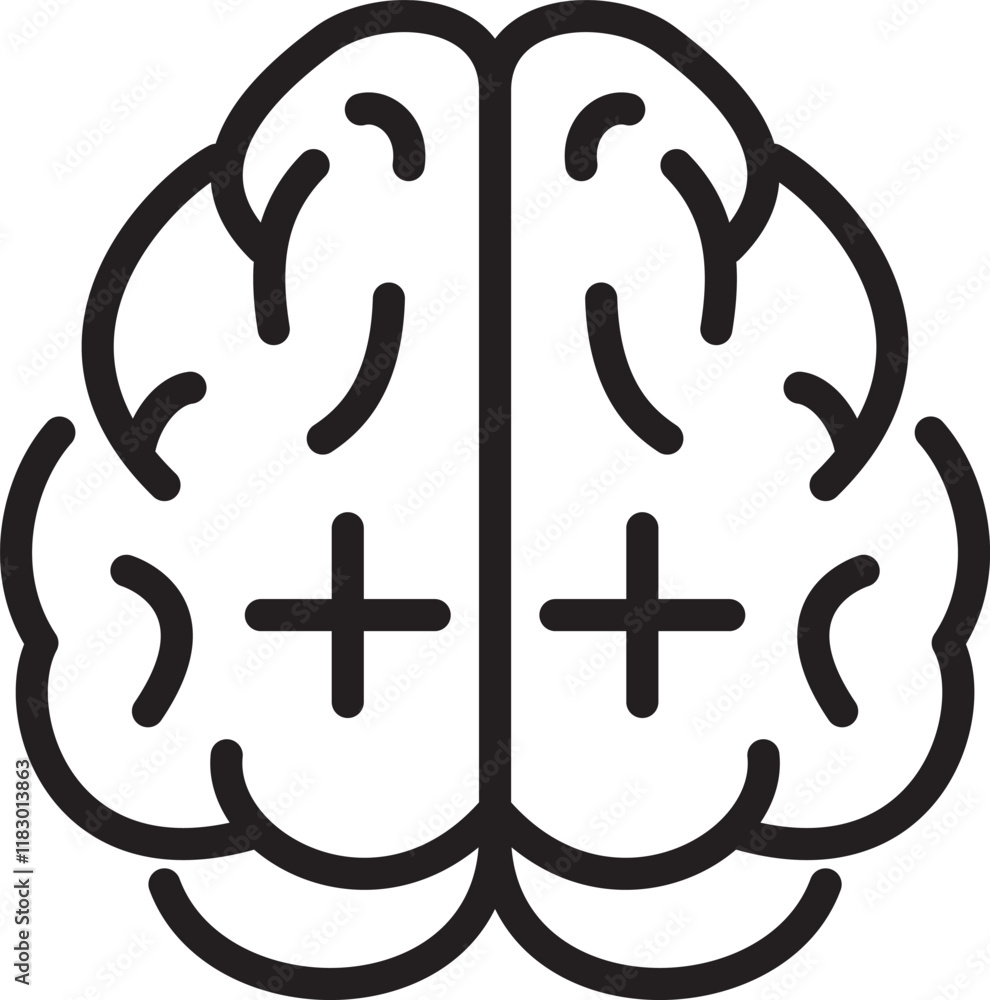 A brain is shown in black and white