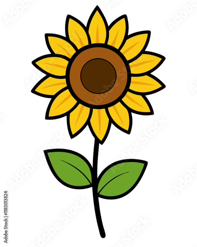 Sunflower Vector Illustration on Transparent Background, Elegant Floral Design