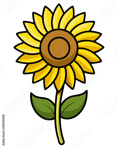 Sunflower Vector Illustration on Transparent Background, Elegant Floral Design