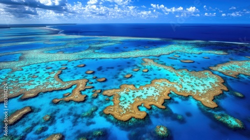 Aerial View of the Great Barrier Reef: A Stunning Display of Nature's Underwater Wonders photo