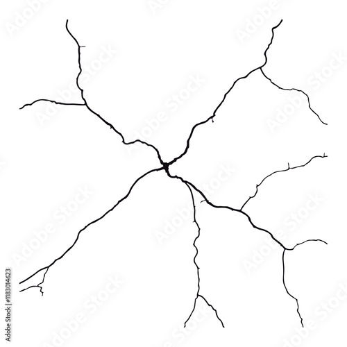 Split lines in the concrete or large fissures in the wall on a white background. Crack wall concrete

