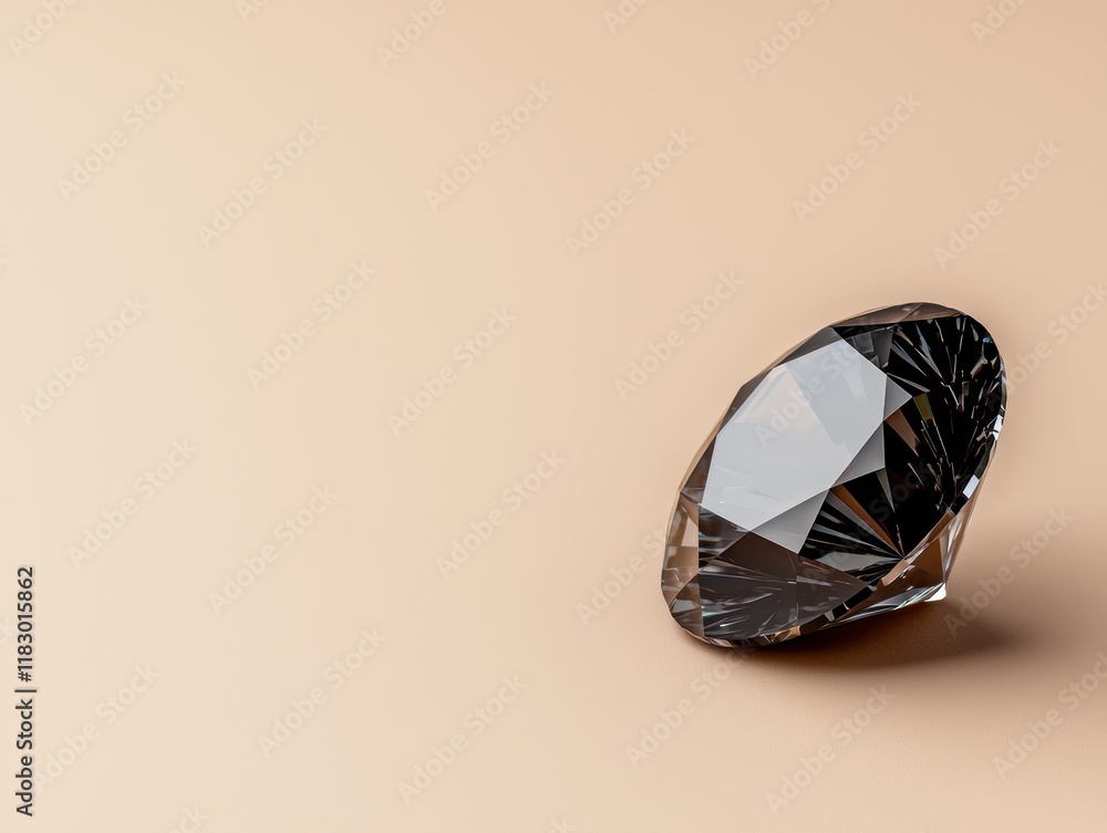 Close-up of a black diamond on a beige background Close-up of a black diamond on a beige background