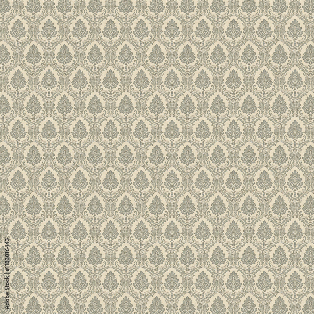 Background paper or fabric, with floral damask and baroque, seamless ornamental pattern Background paper or fabric, with floral damask and baroque, seamless ornamental pattern