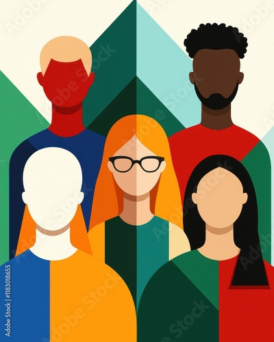 Diverse group of people standing together, teamwork concept