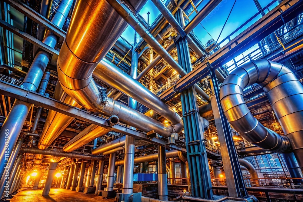 Industrial Piping System: Complex Network of Bends and Pipes Industrial Piping System: Complex Network of Bends and Pipes