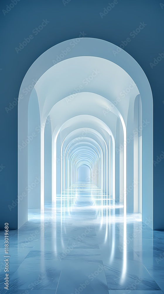Digital technology blue and white lines corridor poster background Digital technology blue and white lines corridor poster background