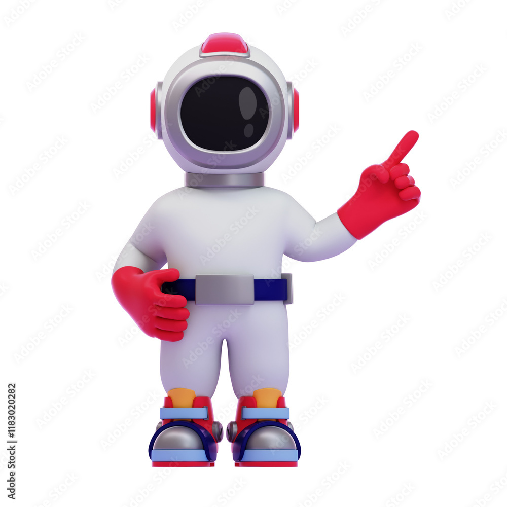 Playful Astronaut Character Finger Pointing Side Gesture, Perfect for Educational Materials, Space-Themed Projects, or Children's Media. Playful Astronaut Character Finger Pointing Side Gesture, Perfect for Educational Materials, Space-Themed Projects, or Children's Media.