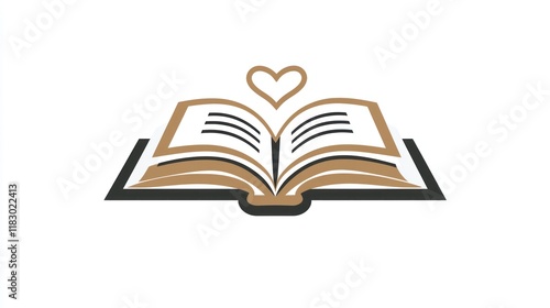 Open Book with Heart: A Symbol of Love for Reading