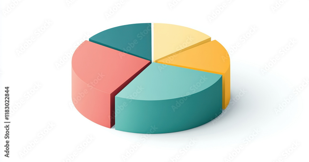 colorful pie chart representing data distribution in segments, showcasing vibrant colors like teal, yellow, red, and peach. This visual aids in understanding proportions effectively colorful pie chart representing data distribution in segments, showcasing vibrant colors like teal, yellow, red, and peach. This visual aids in understanding proportions effectively