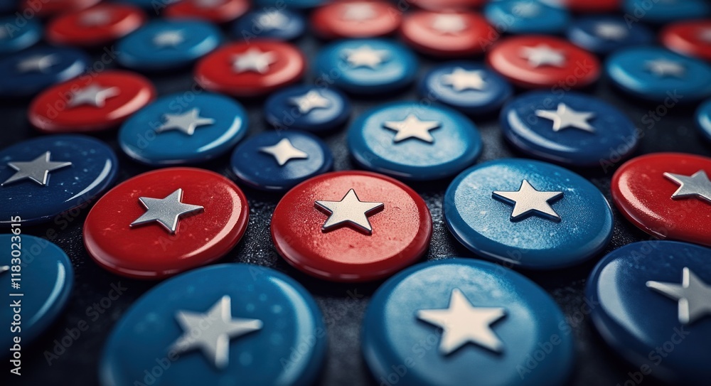 Election Buttons Close-Up Artwork for United States Political Campaign 2025 Election Buttons Close-Up Artwork for United States Political Campaign 2025