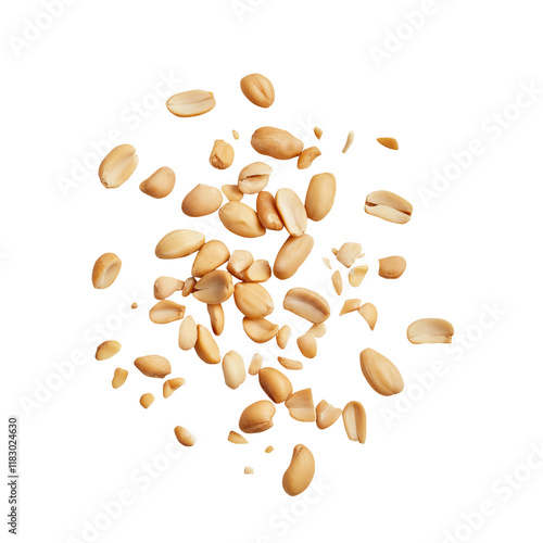 Tasty and nutritious peanuts isolated on transparent white background, clipping path