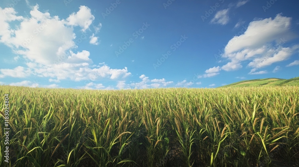 Serene Summer Field Under a Blue Sky Serene Summer Field Under a Blue Sky