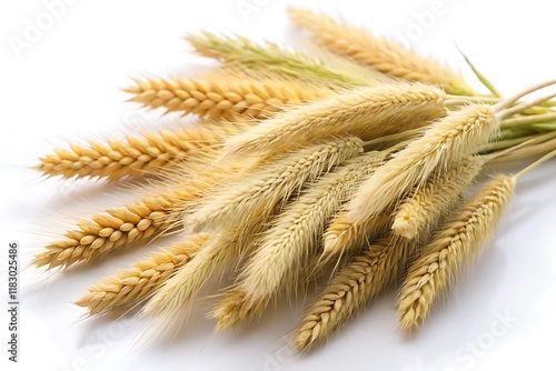 Grass foxtails isolated on white background. Flowering stems of wild field grass. photo