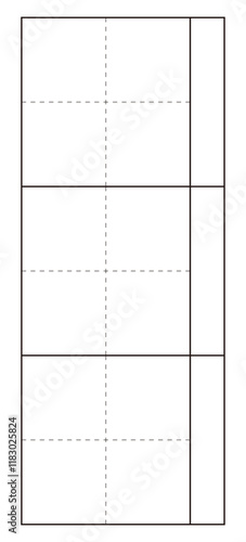 白黒の文字練習用ふりがな枠付き3回マス目