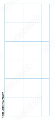 水色の文字練習用ふりがな枠付き3回マス目