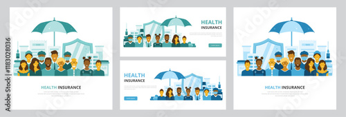 Web banner or header templates for promoting family health insurance initiatives, awareness campaigns, or enrollment drives