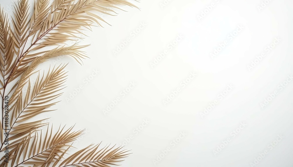 Fototapeta premium Dried Palm Fronds: Minimalist Beige Botanical Design