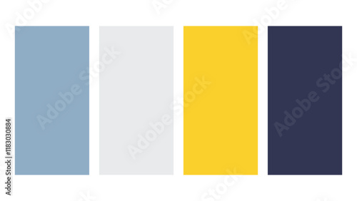 Blue Gray, Pewter, Yellow, Dark Blue color palette. Set of bright color palette combination in rgb hex. Color palette for ui ux design. Abstract vector illustration for your graphic design, banner