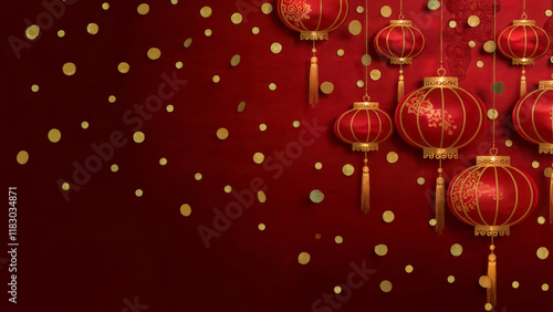 Chinese lanterns background for Chinese Lunar New Year. Space for Copy. Negative Space. photo