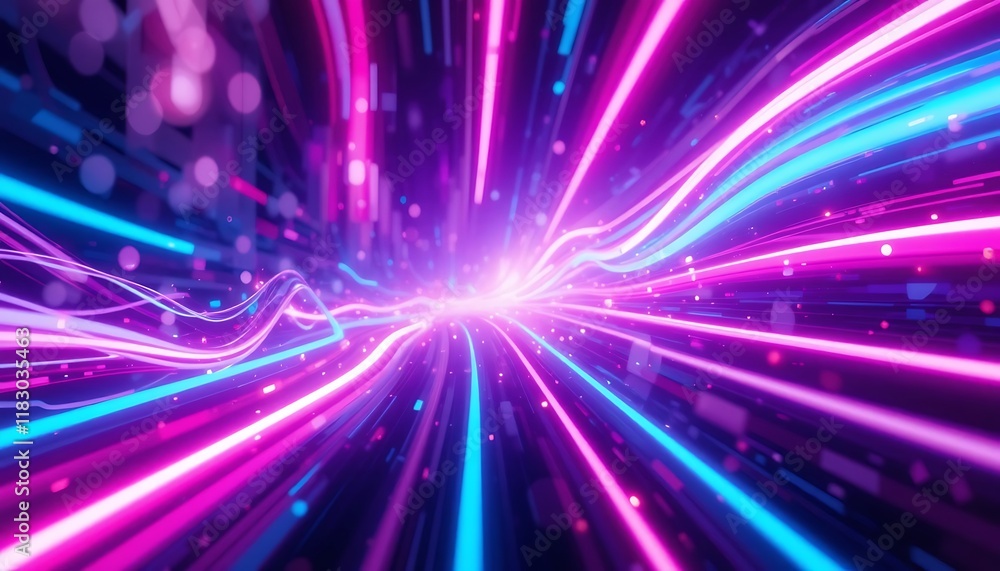Abstract Pink And Blue Light Streaks Converging Abstract Pink And Blue Light Streaks Converging