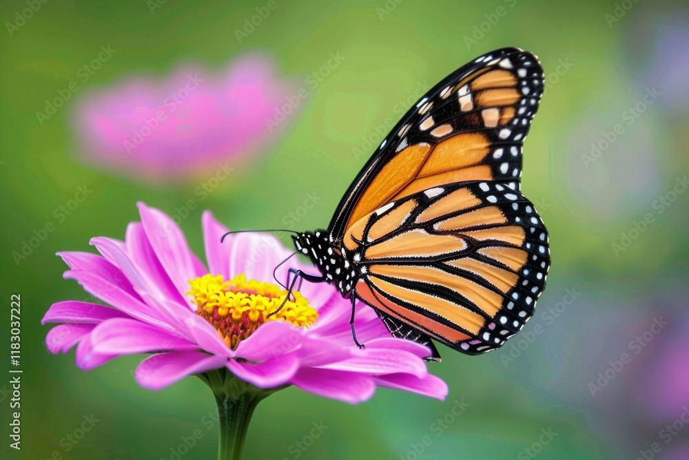 A Vibrant Macro Shot of a Monarch Butterfly Perched on a Flower A Vibrant Macro Shot of a Monarch Butterfly Perched on a Flower