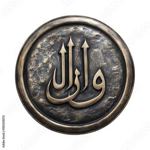 La Ilaha Illallah Calligraphy Metal Button Isolated on Transparent Background photo