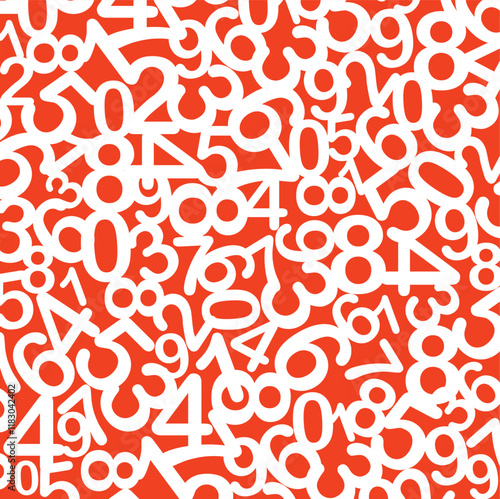 English numbers pattern on orange background - vector illustration