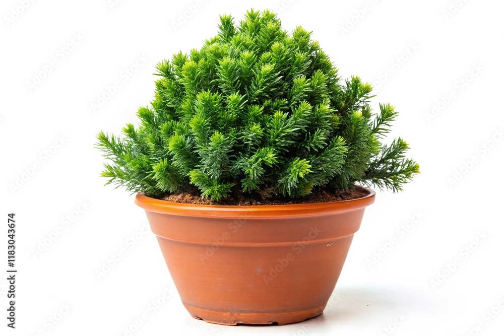 Juniperus Communis Cone in Pot, Evergreen Garden Plant, Isolated on White Background Juniperus Communis Cone in Pot, Evergreen Garden Plant, Isolated on White Background