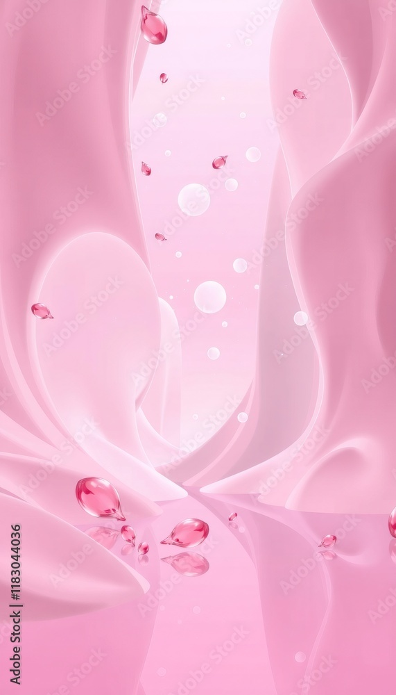 Abstract pink background with liquid drops and bubbles. Abstract pink background with liquid drops and bubbles.