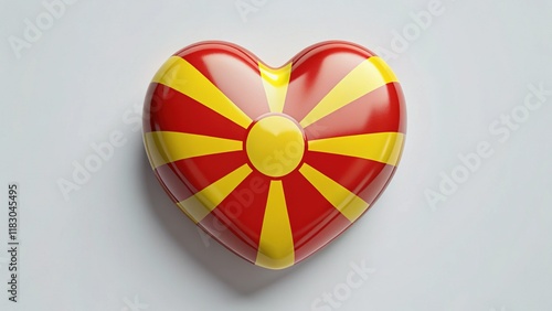 Free Download Minimalist North Macedonia Flag Heart Shape - Patriotic Stock Photo - GFXLoad