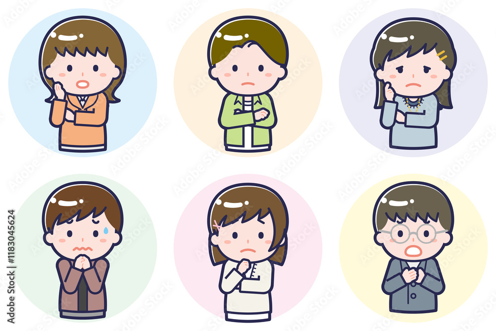 Fototapeta premium いろいろな人物セット_困惑_10代男女