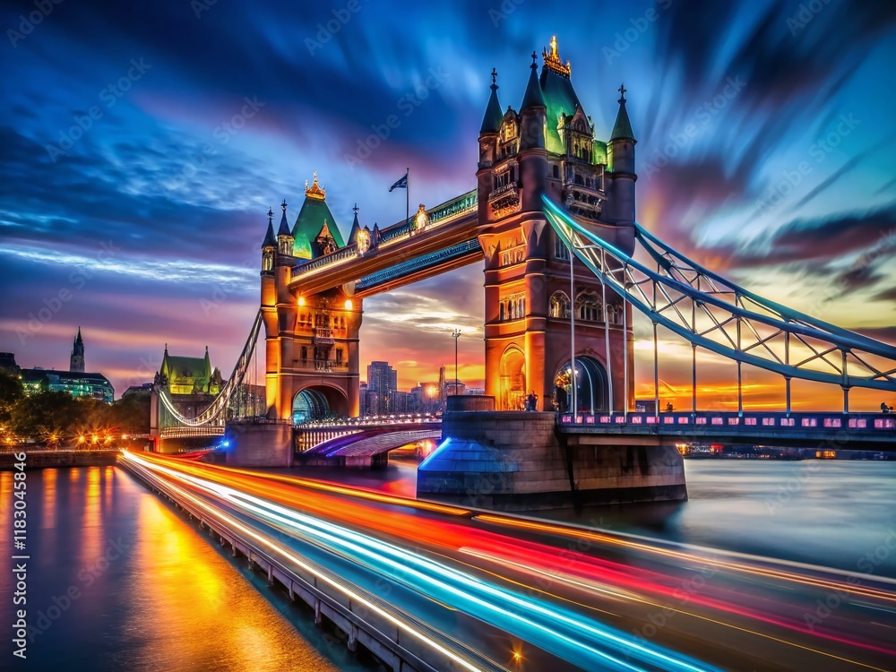Obraz premium London Bridge Night Lights Long Exposure Photography