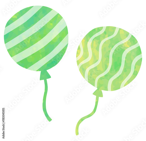 模様のある風船のイラスト 緑色