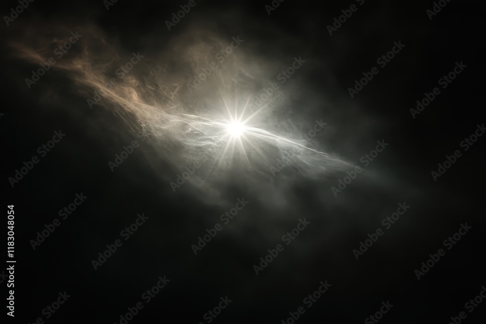Sun shining through dark clouds, light rays, atmospheric, celestial, background, design element Sun shining through dark clouds, light rays, atmospheric, celestial, background, design element