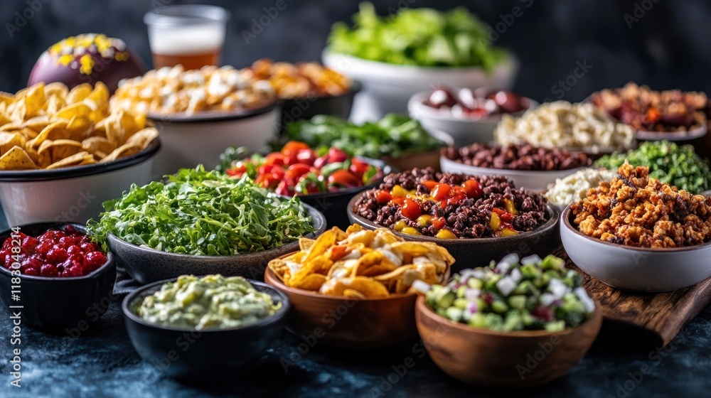 Fototapeta premium Colorful and Varied Vegetable Dishes Arranged on a Table Offering a Healthy and Delicious Meal or Spread for a Catered Event