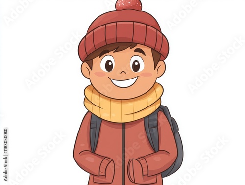 Cheerful Cartoon Character in Winter Attire with Warm Accessories photo