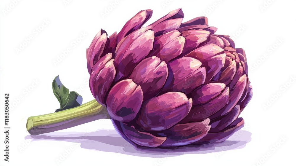 Fototapeta premium Artichoke heart isolated on white background close-up vegetable studio environment high detail concept