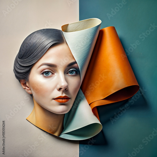 Abstract art compositions with women. Combined portraits of women, symbolizing their life and beauty.
