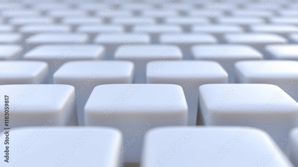 Clean Minimalist 3D Render: Seamlessly Repeating White Cubes Mockup. AI Generated Clean Minimalist 3D Render: Seamlessly Repeating White Cubes Mockup. AI Generated