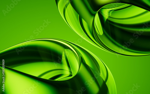 Fototapeta Naklejka Na Ścianę i Meble -  Abstract green gradient glass background, 3d rendering.