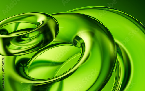 Fototapeta Naklejka Na Ścianę i Meble -  Abstract green gradient glass background, 3d rendering.