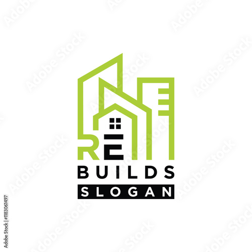 letter RE home builds logo design element vector template