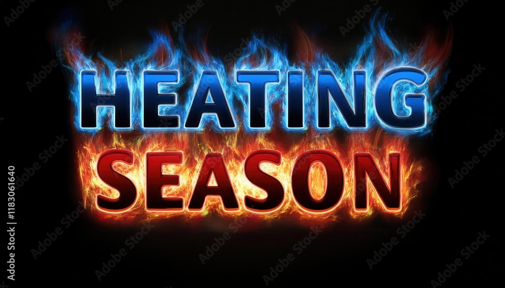 Obraz premium Heating Season Announcement with Vibrant Flame Effects