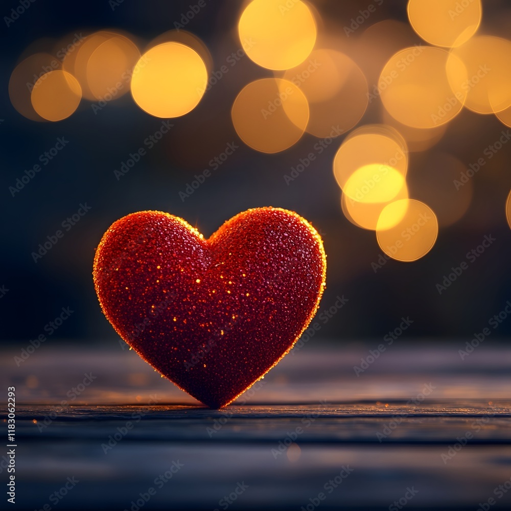 Sparkling Red Heart with Festive Bokeh Backdrop for Valentines Day Sparkling Red Heart with Festive Bokeh Backdrop for Valentines Day